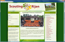 Screenshot van de website van 75 Jaar Scouting Rijen